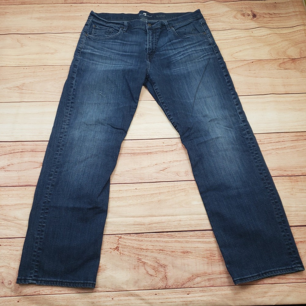 7 For All Mankind Jeans Mens Size‎ 36 Blue Austyn Relaxed Straight Leg Dark Wash